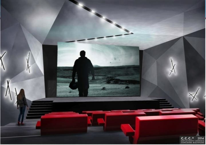 Hall d’accueil du futur multiplexe de Cannes, aménagements signés Arik Lévy