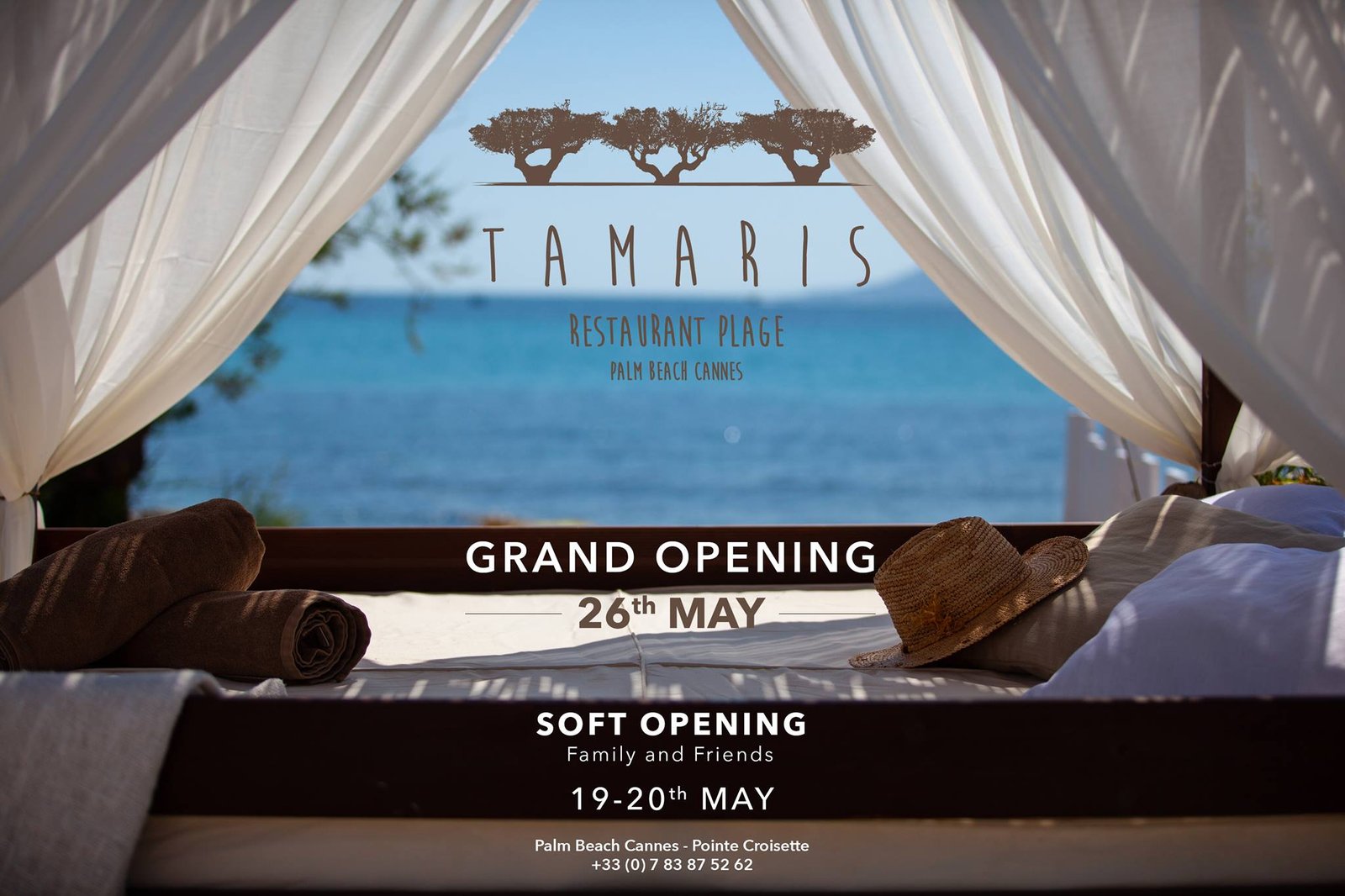 opening tamaris plage au palm beach cannes, soiree dj, plage chic