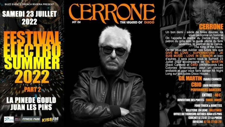 CERRONE le 23 juillet à Juan les Pins