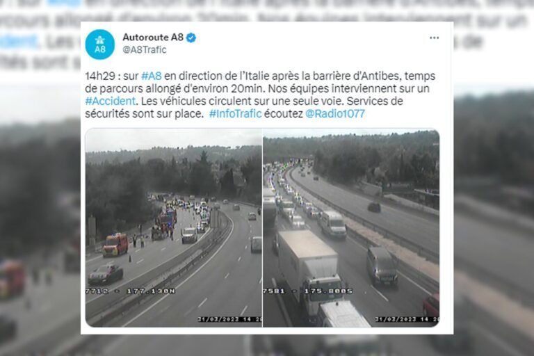 Des ralentissements à prévoir suite à un accident après la barrière d’Antibes
