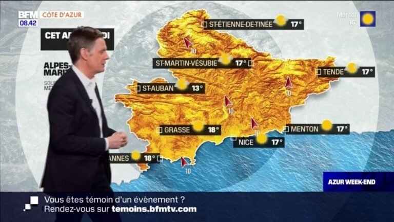 « Un début de journée ensoleillé suivi de pluies, avec une température de 17°C à Nice »