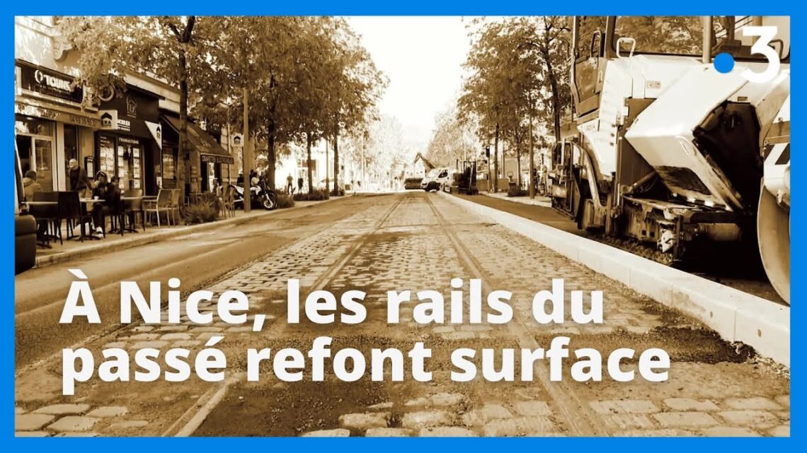 Des travaux révèlent l’ancien tramway de Nice, datant des années 50, sous les pavés et les rails Des travaux révèlent l’ancien tramway de Nice, datant des années 50, sous les pavés et les rails
