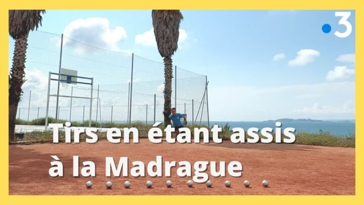 Challenge de Tanguy : tirs avec une boule sur un pied devant le Vélodrome