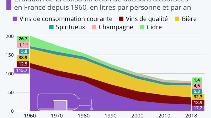 Les raisons de la baisse de la consommation de vin en France depuis les années 1960