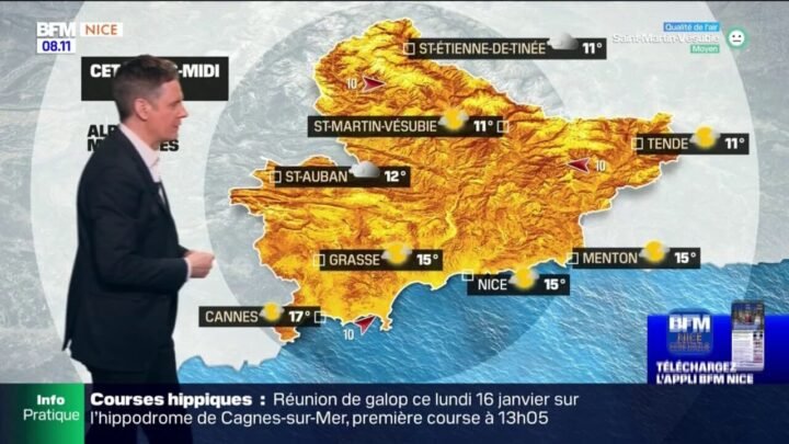 Prévisions météo : nuages le matin, éclaircies l’après-midi à Nice, avec des températures jusqu’à 12°C
