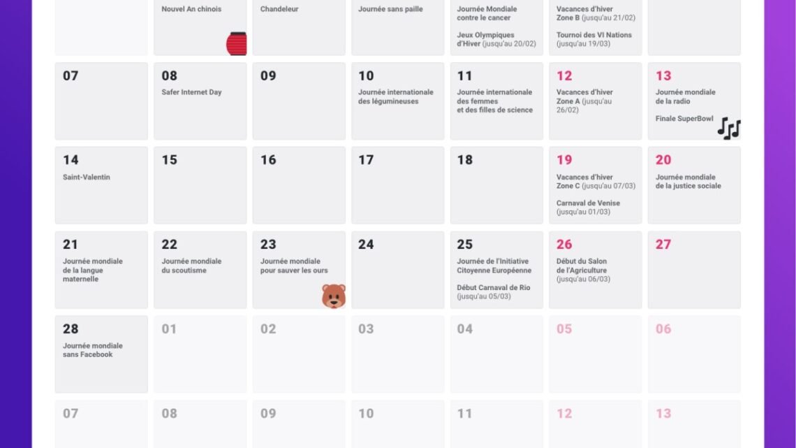 Explorez le calendrier des événements de février Explorez le calendrier des événements de février