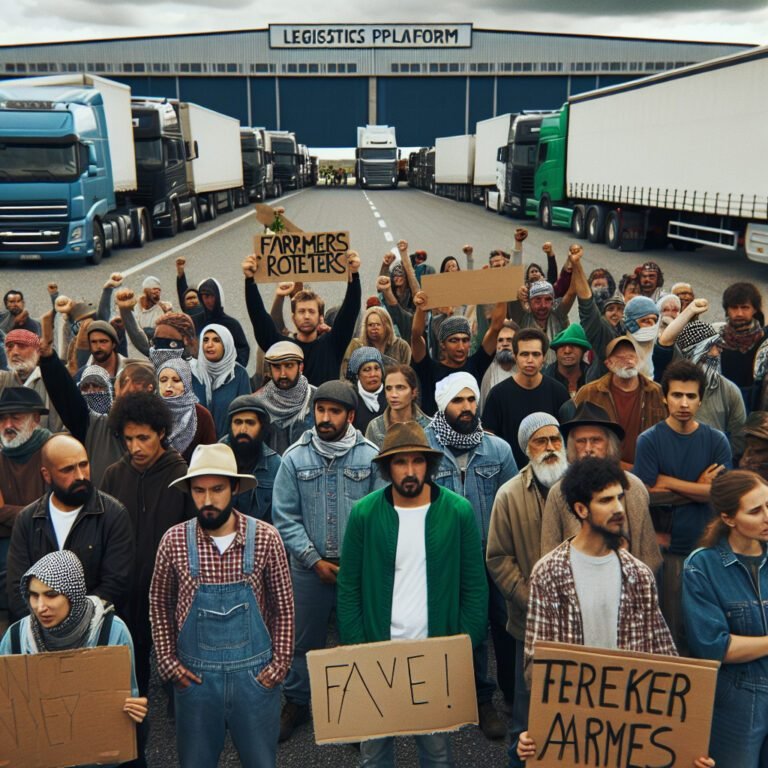 Manifestation des agriculteurs : blocage de l&rsquo;entrée d&rsquo;une plateforme logistique à Miramas