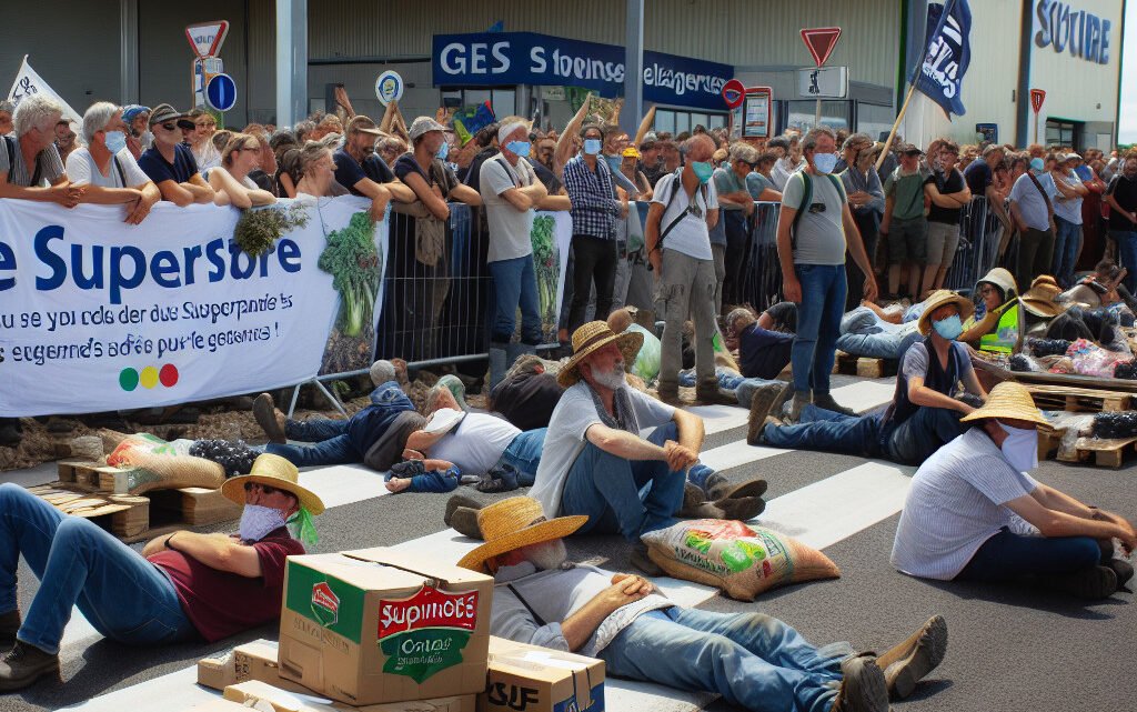 Manifestation des agriculteurs : blocage d’une plateforme logistique du groupe Casino à Aix-en-Provence Manifestation des agriculteurs : blocage d’une plateforme logistique du groupe Casino à Aix-en-Provence