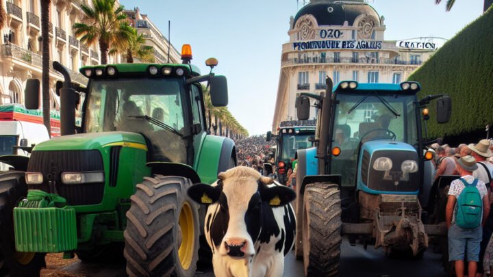 Manifestation des agriculteurs : des tracteurs bloquent la promenade des Anglais, une vache près du Negresco