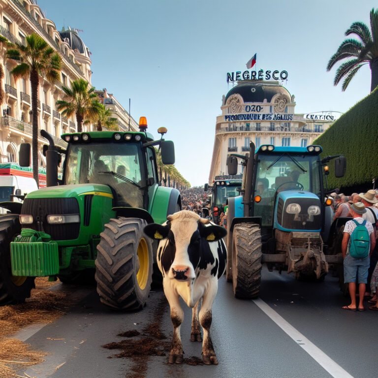 Manifestation des agriculteurs : des tracteurs bloquent la promenade des Anglais, une vache près du Negresco