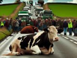 Manifestation des agriculteurs : une vache bloque l'autoroute lors d'un barrage