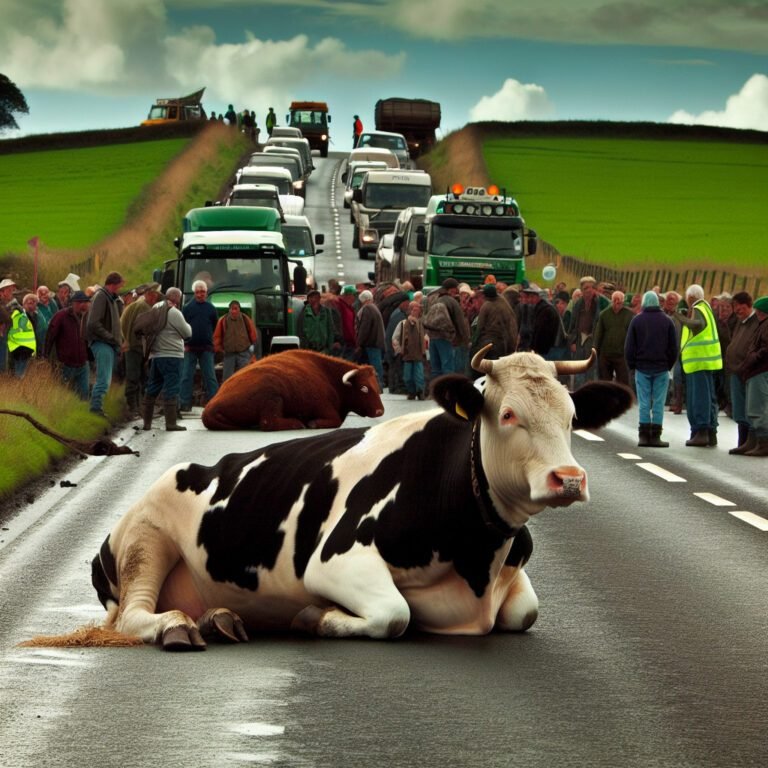 Manifestation des agriculteurs : une vache bloque l’autoroute lors d’un barrage