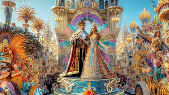 Découvrez toutes les splendeurs du premier corso du Carnaval de Nice 2024 avec le Roi, la Reine et les magnifiques chars.