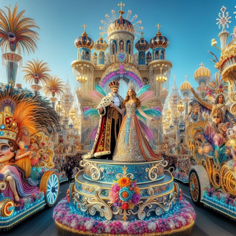 Découvrez toutes les splendeurs du premier corso du Carnaval de Nice 2024 avec le Roi, la Reine et les magnifiques chars.