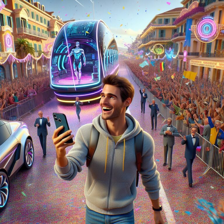 Titre modifié: Cyprien, le Youtubeur, émerveillé par son char au Carnaval de Nice 2024