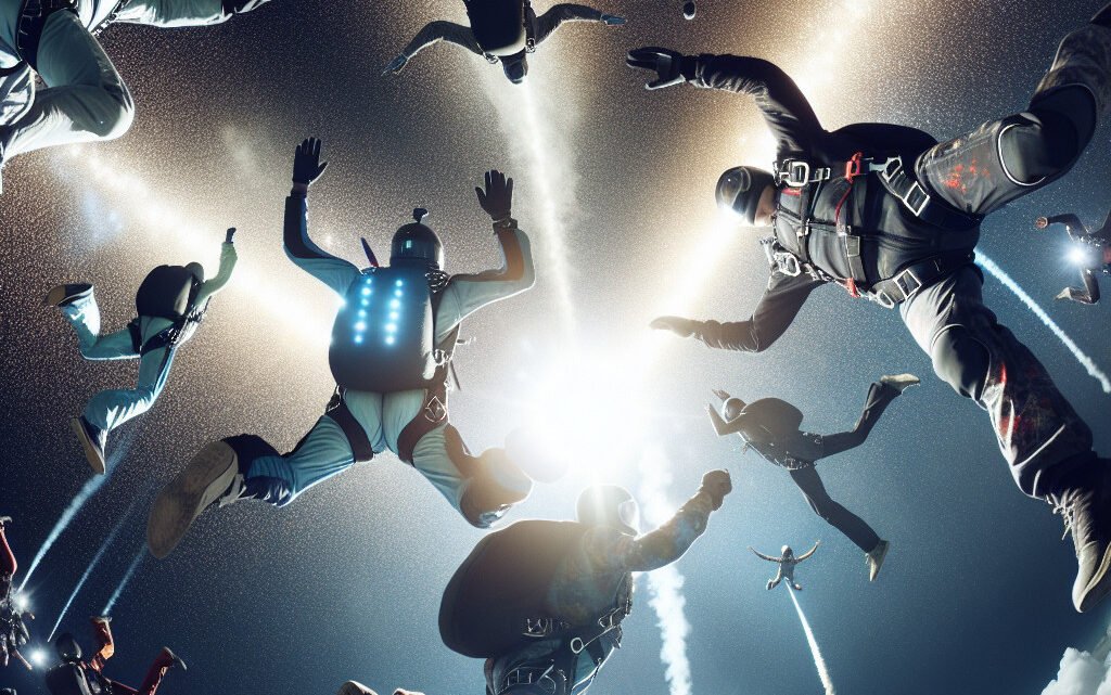 Les incroyables images du record mondial de parachutisme artistique nocturne Les incroyables images du record mondial de parachutisme artistique nocturne