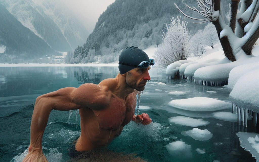 Nage hivernale dans les eaux glaciales des Alpes-Maritimes Nage hivernale dans les eaux glaciales des Alpes-Maritimes