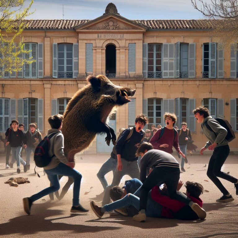 Titre modifié: Un sanglier en furie attaque des lycéens dans la cour d&rsquo;un établissement du 8e arrondissement de Marseille le 19 mars
