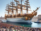 Arrivée du vaisseau-amiral colombien "Gloria" à Marseille le 5 mai, en vue des JO 2024.