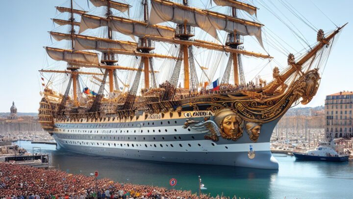 Arrivée du vaisseau-amiral colombien “Gloria” à Marseille le 5 mai, en vue des JO 2024.