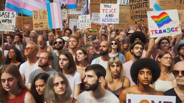 Manifestation pacifique pour la protection des personnes transgenres