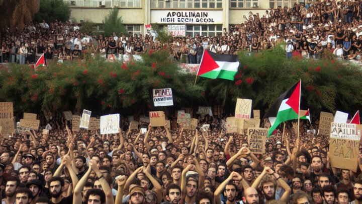 Un mouvement pro-palestinien rassemble une centaine de manifestants devant le lycée Apollinaire