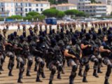 Entraînement des militaires de la DGA à Fréjus pour le défilé du 14 juillet à Paris