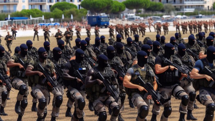 Entraînement des militaires de la DGA à Fréjus pour le défilé du 14 juillet à Paris