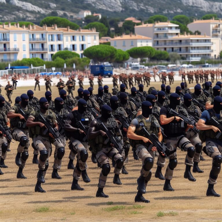 Entraînement des militaires de la DGA à Fréjus pour le défilé du 14 juillet à Paris