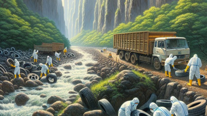 Evacuation des pneus jetés dans les gorges du Loup