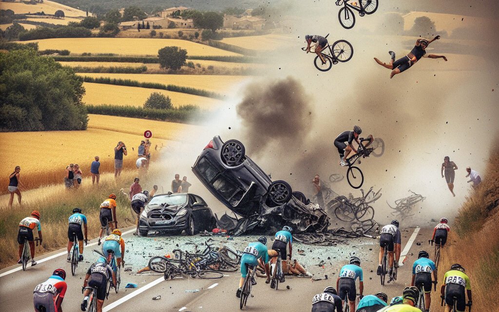 Un accident sur la route du Tour de France amateur à Roquebillière Un accident sur la route du Tour de France amateur à Roquebillière