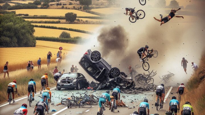 Un accident sur la route du Tour de France amateur à Roquebillière