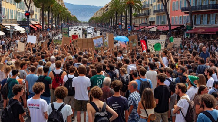 Manifestation des bénévoles du Gazelec à Nice pour sauver leur club associatif