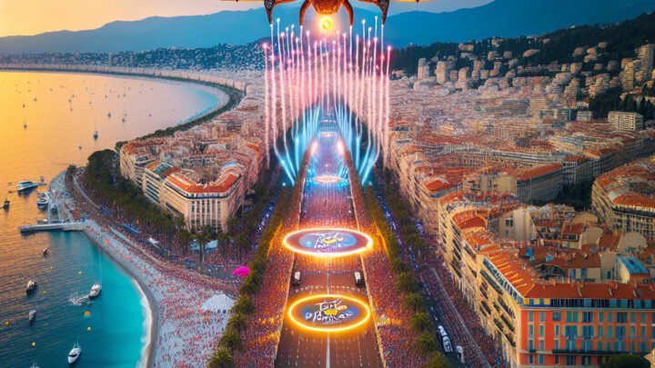 Un spectacle époustouflant de drones pour marquer le début du Tour de France à Nice. #nice06 #tdf2024