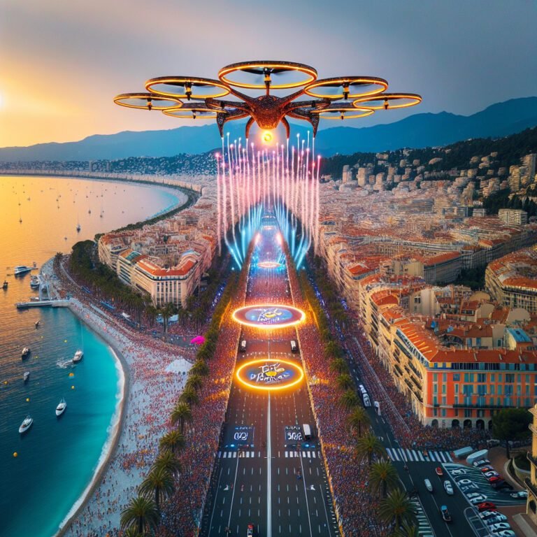 Un spectacle époustouflant de drones pour marquer le début du Tour de France à Nice. #nice06 #tdf2024
