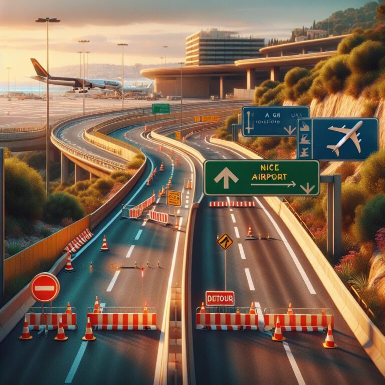 La fermeture temporaire de la route reliant l’aéroport de Nice à l’A8 pour des raisons de sécurité