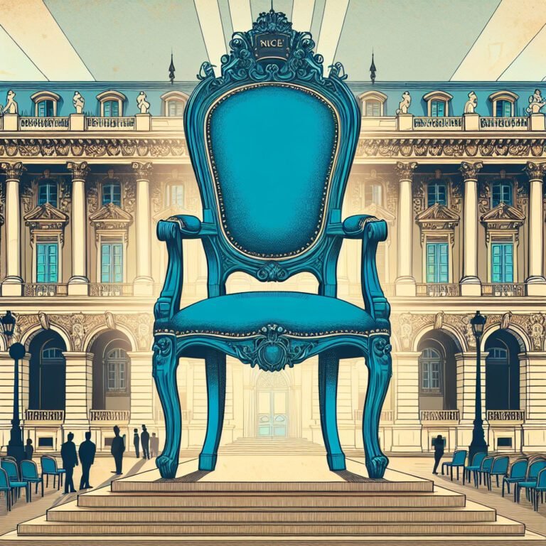 Une reproduction de la chaise bleue emblématique de Nice, présentée à l&rsquo;Élysée