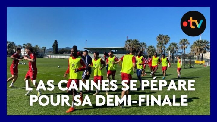 Dernier entraînement de l’AS Cannes avant la demi-finale de coupe de France de football face à Reims