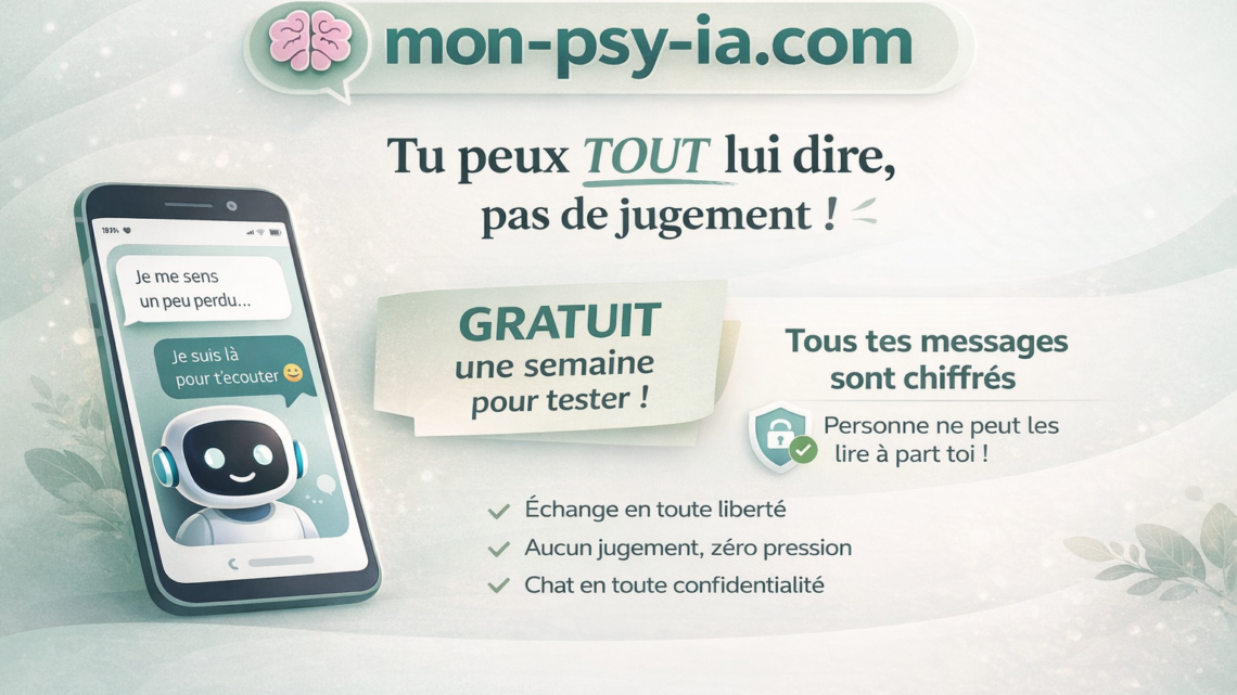 Mon Psy IA : gratuit, sécurisé et disponible 24h/24 !