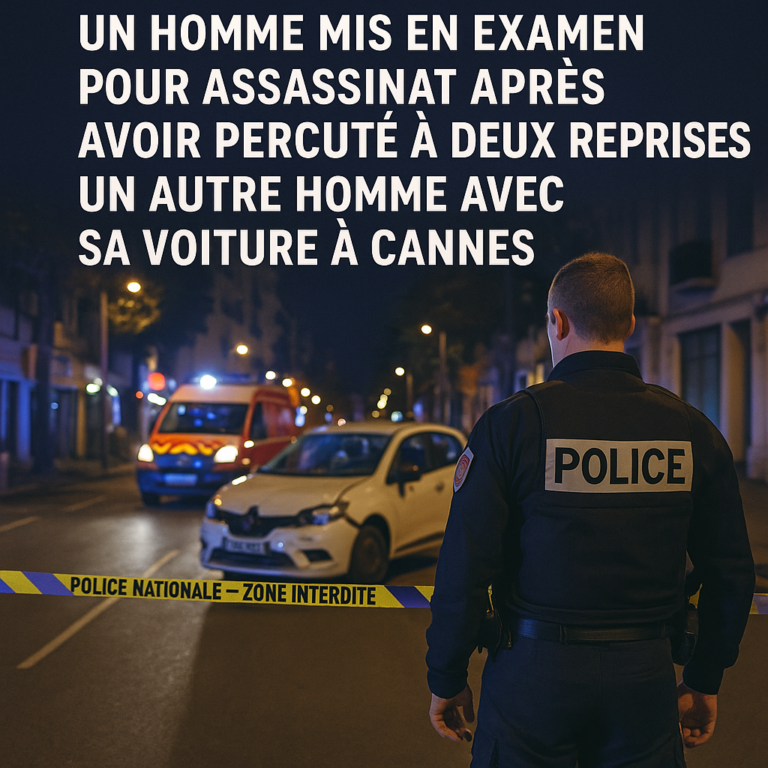 Un homme mis en examen pour assassinat après avoir percuté à deux reprises un autre homme avec sa voiture à Cannes