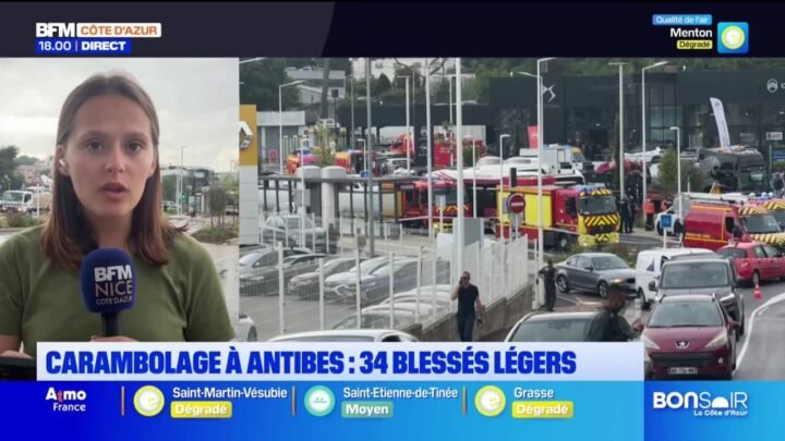 Carambolage à Antibes : 34 blessés légers. Le point avec Eve Jouneau sur place