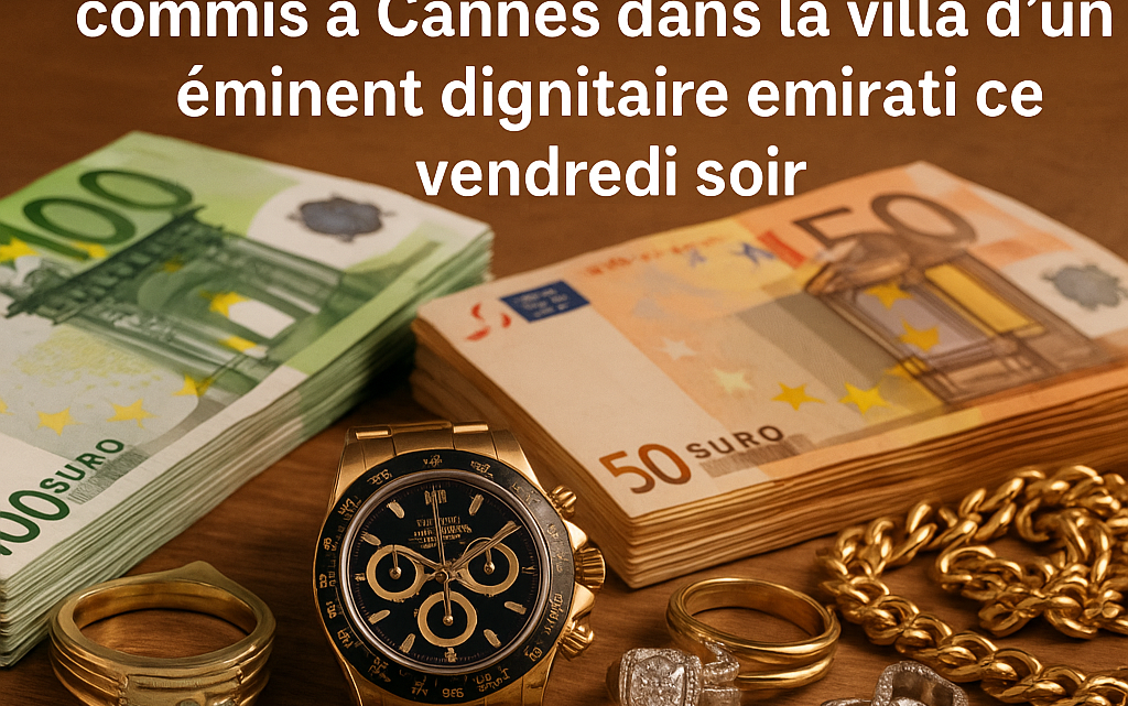20.000 euros en liquide, des bijoux de luxe : le butin d’un cambriolage commis à Cannes dans la villa d’un éminent dignitaire Emirati ce vendredi soir