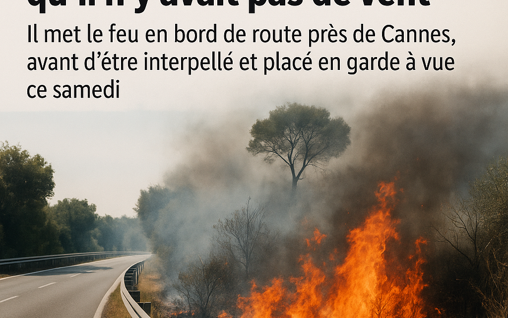 « Cela aurait pu être dramatique. La chance, c’est qu’il n’y avait pas de vent », il met le feu en bord de route près de Cannes, avant d’être interpellé et placé en garde à vue ce samedi