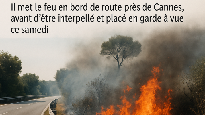 « Cela aurait pu être dramatique. La chance, c’est qu’il n’y avait pas de vent », il met le feu en bord de route près de Cannes, avant d’être interpellé et placé en garde à vue ce samedi