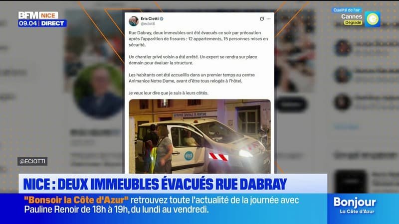 À Nice, deux immeubles évacués rue Dabray après la découverte de fissures