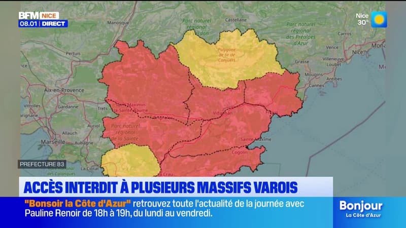 Accès interdit à plusieurs massifs Varois ce lundi 3 août