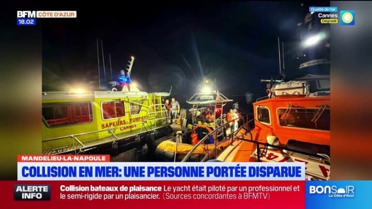 Collision en mer à Mandelieu-la-Napoule : une personne portée disparue