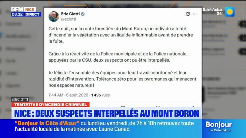 Deux suspects interpellés pour avoir tenté d&rsquo;incendier le Mont Boron à Nice