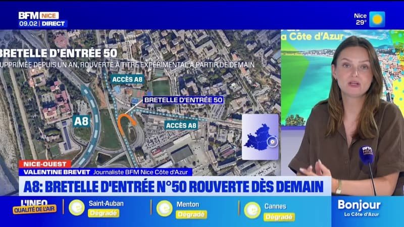 L&rsquo;accès à l&rsquo;A8 depuis la Promenade des Anglais rétabli ce jeudi à titre expérimental