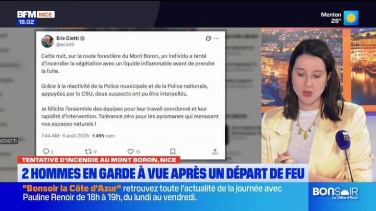 Tentative d’incendie au Mont Boron à Nice : 2 hommes en garde à vue après un départ de feu
